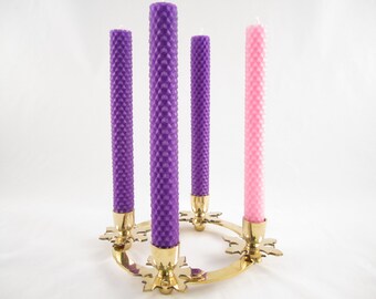 Beeswax Advent Taper Candle Set of 4 - Hand Rolled, Perfect For Advent Wreaths!