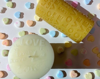 100% Beeswax - Love Pillar Candle in Natural and Ivory