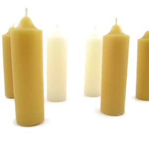 100% Beeswax - 1&quot; x 4&quot; Spring Loaded Lantern Votive Candles in Natural and Ivory - Set of 4