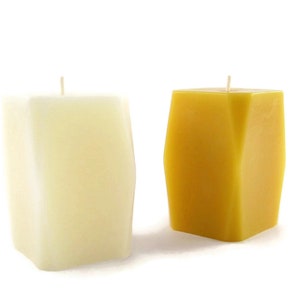 100% Beeswax - Solid Prism Pillar Candle in Natural and Ivory