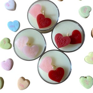 100% Beeswax - Conversation Heart Tea Light Candles- Set of 4