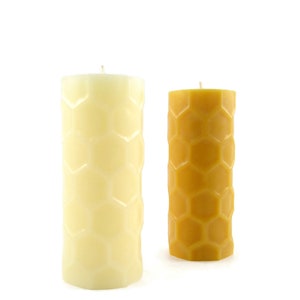 100% Beeswax - Solid Honeycomb Pillar Candle in Natural or Ivory
