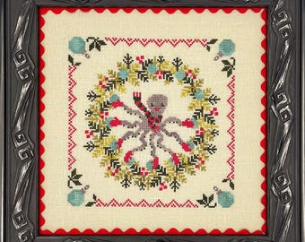 Ollie Builds a Wreath - PDF Cross Stitch Chart