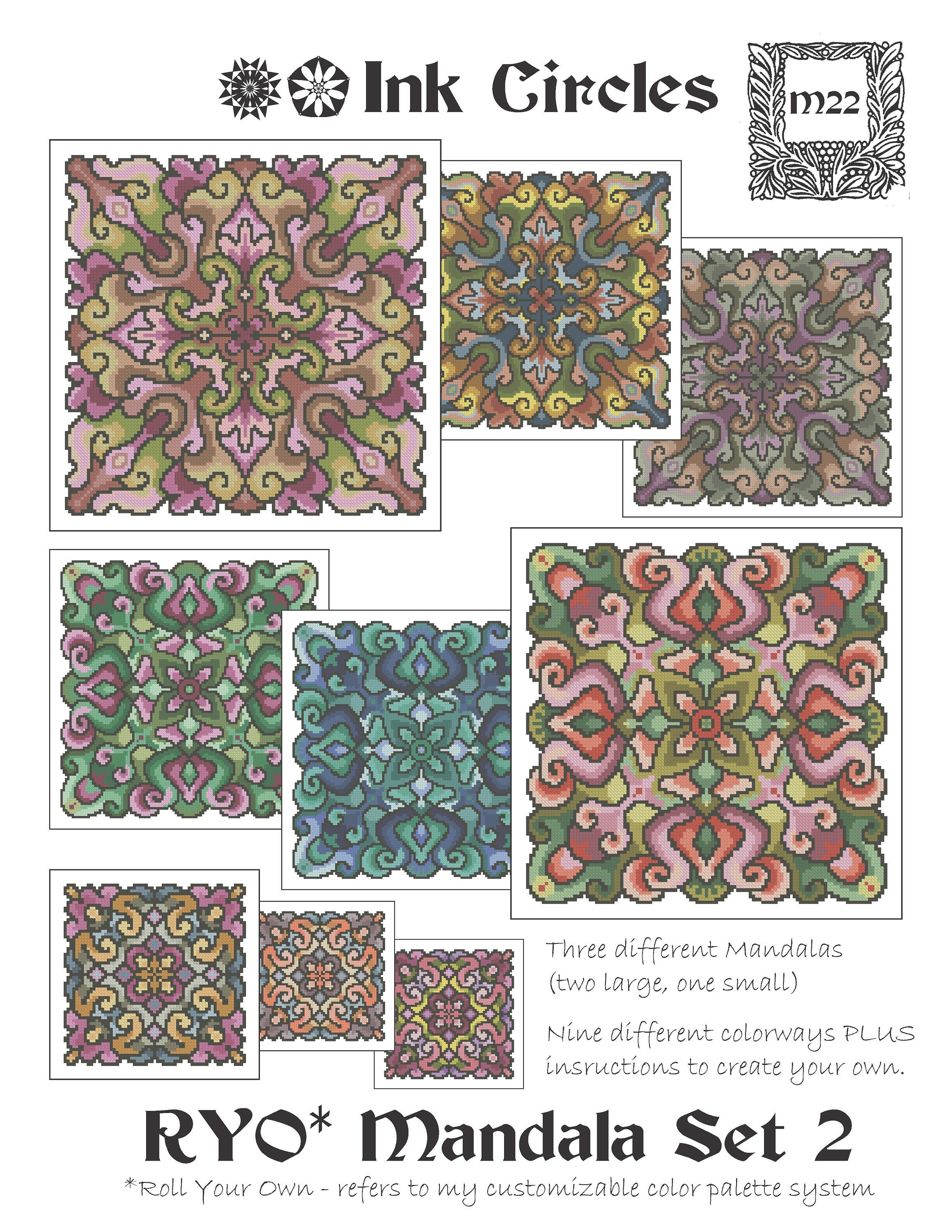 Set 2 Roll Your Own Mandala - PDF Cross Stitch Chart - Etsy