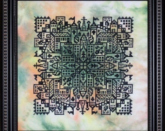 Turrets and town- PDF Cross Stitch Chart
