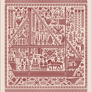 Großes rotes Schiff des Lebens - PDF-Kreuzstichvorlage