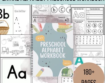 Vorschule Alphabet Arbeitsblätter Mega Bundle - 180+ Printables + Anleitung für Eltern.