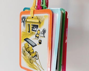 Set of 6 gift tags, upcycled playing cards, mixed images