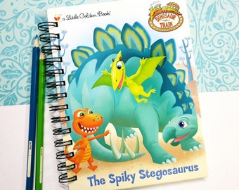 The Spiky Stegosaurus, Recycled Little Golden Book, Journal, Notebook