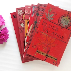 Set van 6 vintage rode boekomslagen, leeg voor boekbinden, doe-het-zelf-rommeltijdschriften, inlijsten