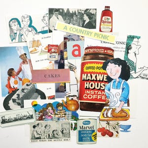 60 itens efêmeros com tema de cozinha e culinária, fotos de scrapbook, pacote de artesanato, diário de lixo