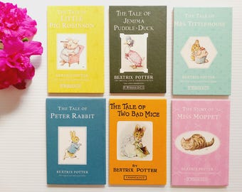 Set of 6 Beatrix Potter hardcovers, empty for junk bookbinding, DIY journals, framing