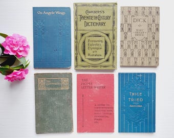 Set of 6 vintage book covers, empty for junk bookbinding, DIY journals, framing