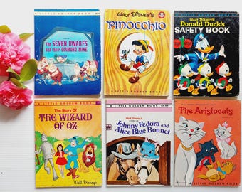 Set of 6 little golden book covers, empty for junk bookbinding, DIY journals, framing