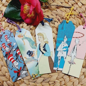 Set of 5 Bookmarks, mixed vintage illustrations