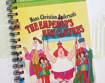 La ropa nueva del emperador, pequeño libro de oro reciclado, diario, cuaderno