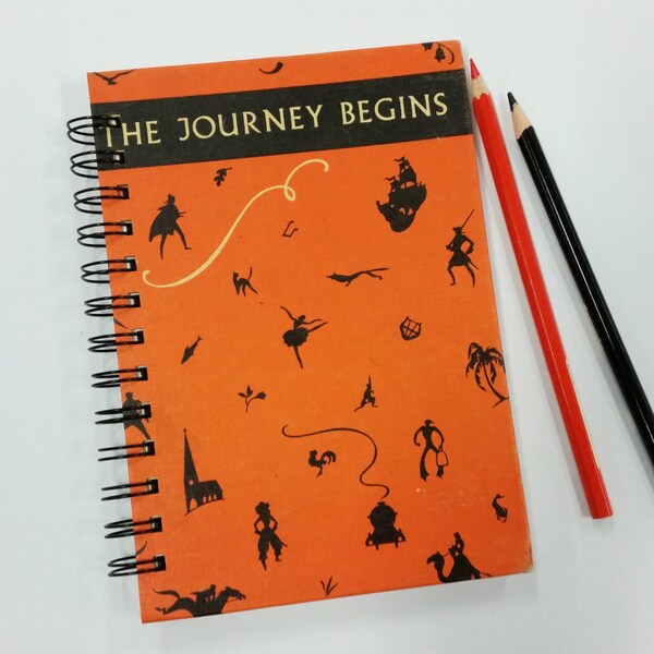 The Journey Begins, Recycled Book Journal, Notebook