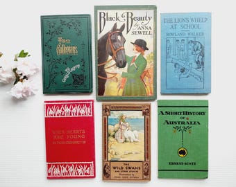 Set of 6 vintage book covers, empty for junk bookbinding, DIY journals, framing
