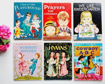 Set of 6 little golden book covers, empty for junk bookbinding, DIY journals, framing