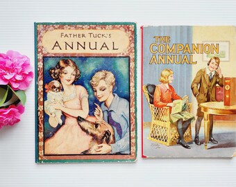 Set of 2 retro large hardcovers, empty for junk bookbinding, DIY journals, framing