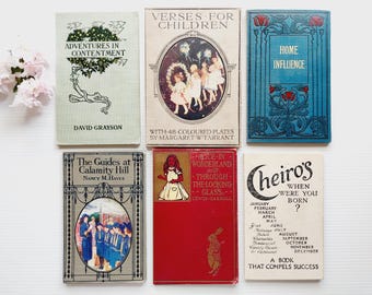 Set of 6 vintage book covers, empty for junk bookbinding, DIY journals, framing