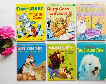 Set of 6 little golden book covers, empty for junk bookbinding, DIY journals, framing