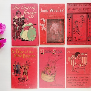 Set van 6 rode vintage boekomslagen, leeg voor boekbinden, doe-het-zelf-rommeltijdschriften, inlijsten