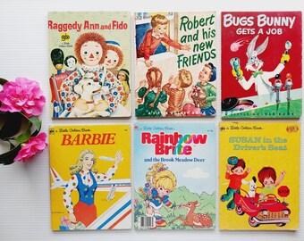 Set of 6 little golden book covers, empty for junk bookbinding, DIY journals, framing