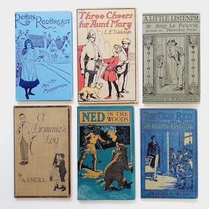 Set van 6 vintage boekomslagen, leeg voor junk-boekbinden, doe-het-zelfdagboeken, inlijsten