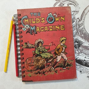 Revista infantil, diario de libros reciclados, cuaderno espiral
