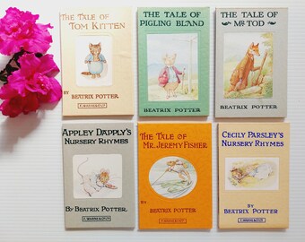 Set of 6 Beatrix Potter hardcovers, empty for junk bookbinding, DIY journals, framing