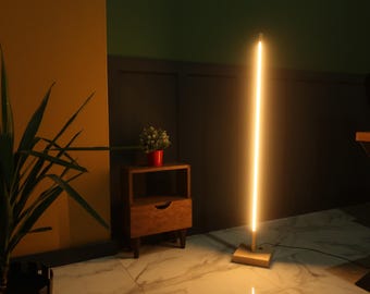 Wooden Floor Lamp - Wooden Lamp for Home - Living Room Decor - Wooden Modern Floor Lamp - Remote Control - Daylight Neon LED Floor Lamp