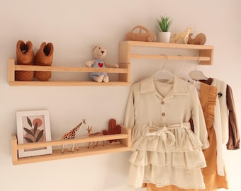 Montessori Set of 3 Baby & Kids Room Shelves - Wooden Floating Shelf  - Baby Room Decoration - Wooden Shelf - Nursery Shelves