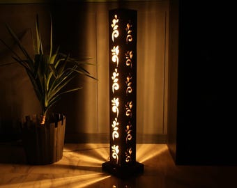 Wooden Floor Lamp -  Remote Control - Daylight Neon LED Floor Lamp - Wooden Lamp for Home - Living Room Decor - Wooden Modern Floor Lamp