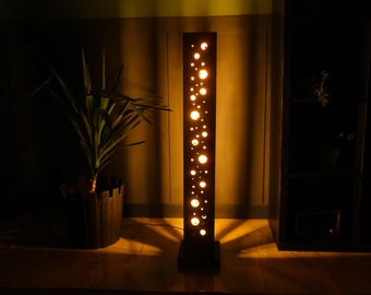 Wooden Floor Lamp -  Remote Control - Daylight Neon LED Floor Lamp - Wooden Lamp for Home - Living Room Decor - Wooden Modern Floor Lamp