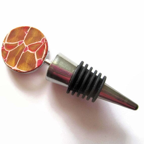 Wine Stopper or Olive Oil Stopper Gold and Red With Cream Etsy