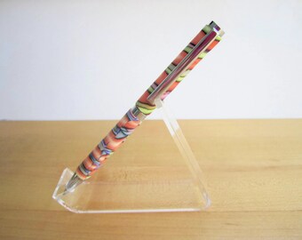Retractable Pen, Twist Pen, Ballpoint Pen, Tangarine, Peach, Lavender and Moss Green Swirls