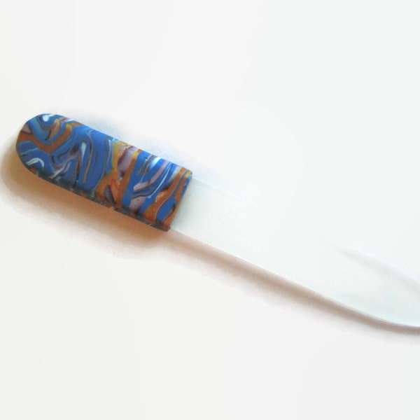 Tschechische Kristall Nagelfeile, kleine Glas-Nailfile, blau und Gold / / Geschenke für sie / / brautjungferngeschenke