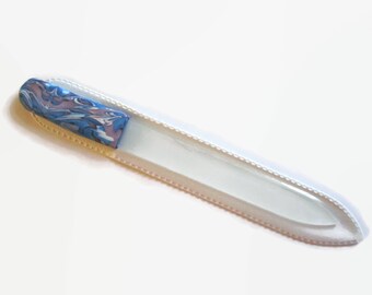 Czech Crystal Nail File, Medium Glass Nailfile, Blue and Lavender // gifts for her // bridesmaid gifts