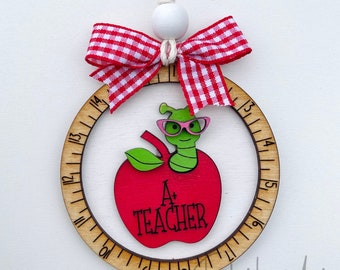 A+ Teacher, Teacher appreciation gift, Car charm, Teacher Appreciation week, Gift tag, Bag tag, teacher gift from class, appreciation week