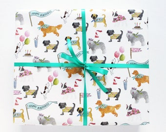 Gift Wrap Sheet - Birthday Dogs