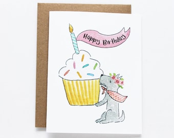 Birthday Card - Scottish Terrier Birthday Cupcake