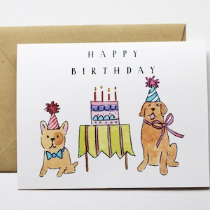 Tarjeta de cumpleaños - Golden Retriever y Frenchie