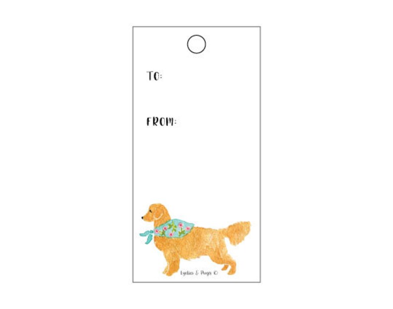 Golden Retriever Floral Bandana Gift Tags image 1