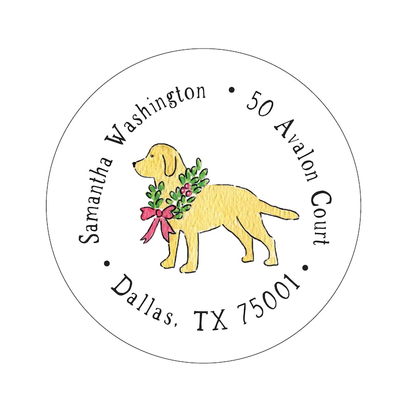 Labrador Retriever Christmas Wreath Address Labels set of 30 Etsy