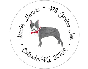 Boston Terrier with Red Bowtie Address Labels (set of 30)