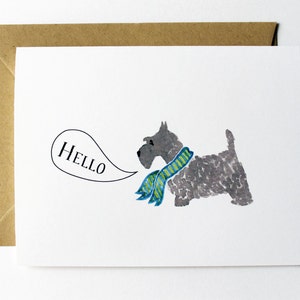 Tarjeta para cualquier ocasión: tarjeta con el nombre Hello Scottish Terrier