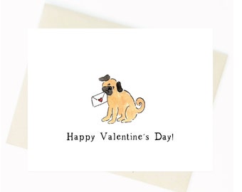 Valentine Card, Love Card - Pugs Love Card