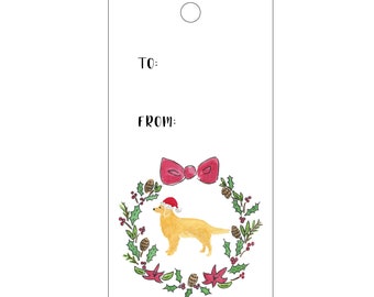 Golden Retriever Wreath Gift Tags