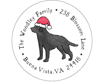 Black Labrador Santa Address Labels (set of 30)